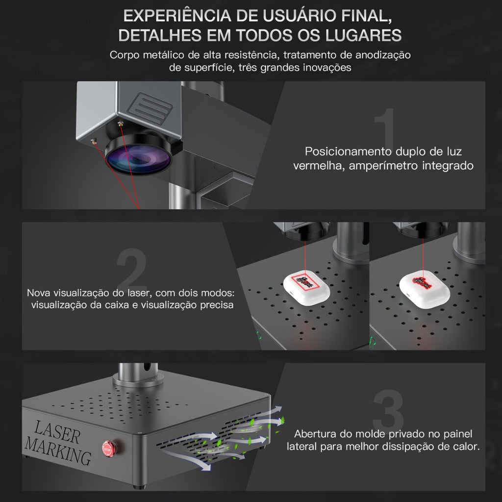 Gravadora Laser Fiber 20w Portátil Metais + Eixo Rotativo