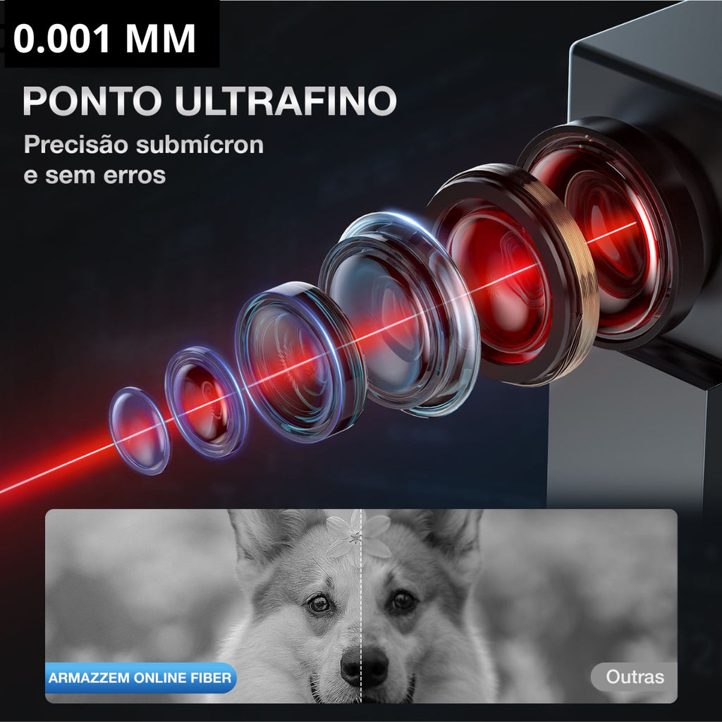 Gravadora Laser Fiber 20w Portátil Metais + Eixo Rotativo